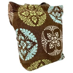 SALTBOX Heavy Duty Canvas Tote Bag 13"‎ X 12" X 4" Medallion Print Inner Pocket